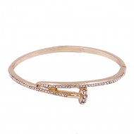 Rose Gold Plated With Clear Crystal Nail Shape Bangles