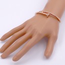 Rose Gold Plated With Clear Crystal Nail Shape Bangles