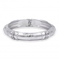 Rhodium Plated with Crystal Hinged Bangles