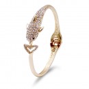 Gold Plated Dolphin with Crystal Hinged Bangles