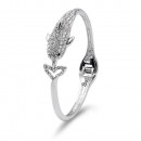 Rhodium Plated Dolphin with Crystal Hinged Bangles