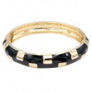 Gold Plated With Brown Color Enamel Hinged Bangles Bracelets