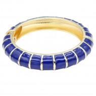 Gold Plated With Blue Color Enamel Hinged Bangles Bracelets