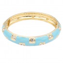 Gold Plated With White Color Enamel Hinged Bangles Bracelets
