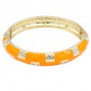 Gold Plated With Yellow Color Enamel Hinged Bangles Bracelets