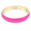 Gold Plated With White Color Enamel Hinged Bangles Bracelets