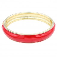 Gold Plated With Red Color Enamel Hinged Bangles Bracelets