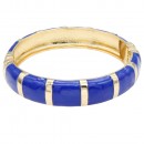 Gold Plated With Purple Color Enamel Hinged Bangles Bracelets