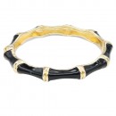 Gold Plated With Black Color Enamel Hinged Bangles Bracelets