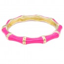 Gold Plated With Purple Color Enamel Hinged Bangles Bracelets