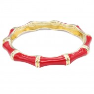 Gold Plated With Red Color Enamel Hinged Bangles Bracelets