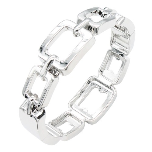 Rhodium Plated Hinged Bangle Bracelets