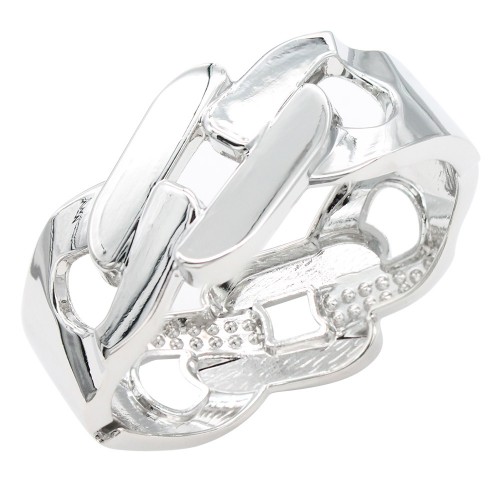 Rhodium Plated Hinged Bangle Bracelets