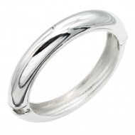 Rhodium Plated Hinged Bangle Bracelets