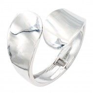 Rhodium Plated Hinged Bangle Bracelets