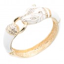 Gold Plated White Color Hinged Bangle Bracelets