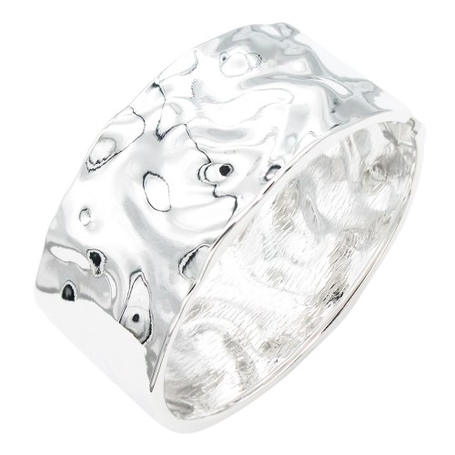 Rhodium Plated Hinged Bangle Bracelets