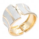 Gold Plated With White Glitter Hinged Bangle Bracelets