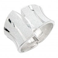 Rhodium Color With White Glitter Hinged Bangle Bracelets