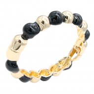 Gold Plated With Black Color Enamel Hinged Bangles Bracelets