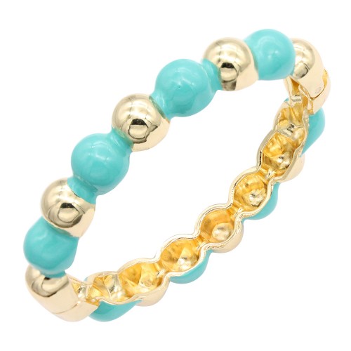 Gold Plated With Blue Color Enamel Hinged Bangles Bracelets