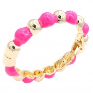 Gold Plated With Fushcia Color Enamel Hinged Bangles Bracelets