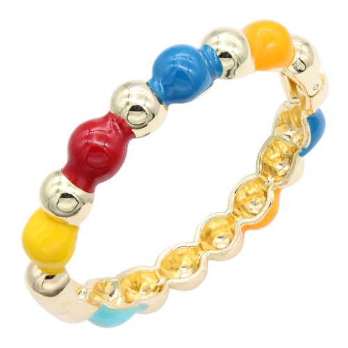 Gold Plated With Multi Color Enamel Hinged Bangles Bracelets