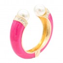 Gold Plated With Light Pink Color Enamel Hinged Bangles Bracelets Gold Plated With Light Pink Color Enamel Hinged Bangles Bracelets