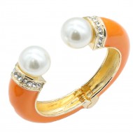 Gold Plated With Light OR Color Enamel Hinged Bangles Bracelets
