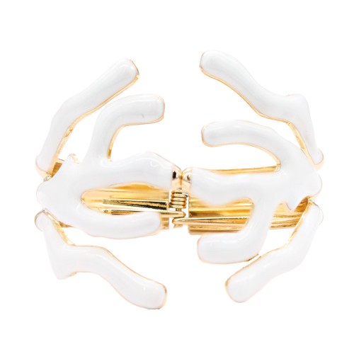 Gold Plated With White Color Enamel Hinged Bangles Bracelets Gold Plated With White Color Enamel Hinged Bangles Bracelets
