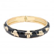 Gold Plated With Black Enamel Hinged Bangles Bracelets Gold Plated With Black Enamel Hinged Bangles Bracelets