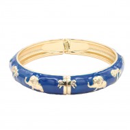 Gold Plated With Blue Color Enamel Hinged Bangles Bracelets Gold Plated With Blue Color Enamel Hinged Bangles Bracelets
