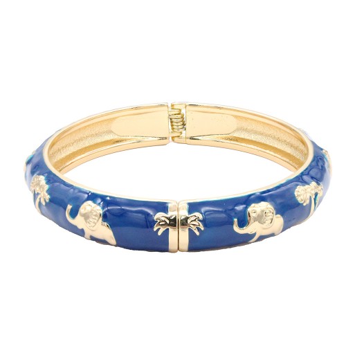 Gold Plated With Blue Color Enamel Hinged Bangles Bracelets Gold Plated With Blue Color Enamel Hinged Bangles Bracelets
