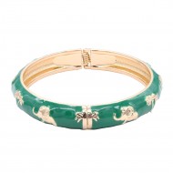 Gold Plated With Green Color Enamel Hinged Bangles Bracelets Gold Plated With Green Color Enamel Hinged Bangles Bracelets