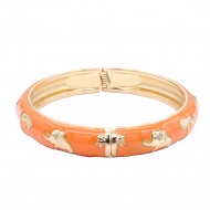 Gold Plated With Orange Color Enamel Hinged Bangles Bracelets Gold Plated With Orange Color Enamel Hinged Bangles Bracelets