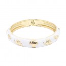 Gold Plated With White Color Enamel Hinged Bangles Bracelets Gold Plated With White Color Enamel Hinged Bangles Bracelets
