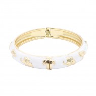 Gold Plated With White Color Enamel Hinged Bangles Bracelets Gold Plated With White Color Enamel Hinged Bangles Bracelets