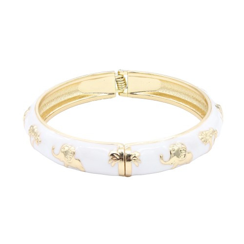 Gold Plated With White Color Enamel Hinged Bangles Bracelets Gold Plated With White Color Enamel Hinged Bangles Bracelets