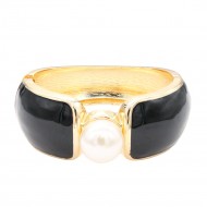Gold Plated With Black Enamel Hinged Bangles Bracelets Gold Plated With Black Enamel Hinged Bangles Bracelets