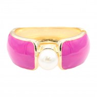 Gold Plated With Fushcia  Color Enamel Hinged Bangles Bracelets Gold Plated With Fushcia  Color Enamel Hinged Bangles Bracelets