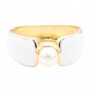 Gold Plated With White Color Enamel Hinged Bangles Bracelets Gold Plated With White Color Enamel Hinged Bangles Bracelets