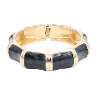 Gold Plated With Black Enamel Hinged Bangles Bracelets Gold Plated With Black Enamel Hinged Bangles Bracelets