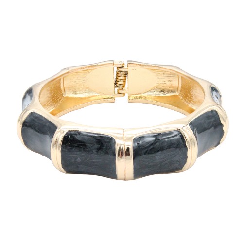 Gold Plated With Black Enamel Hinged Bangles Bracelets Gold Plated With Black Enamel Hinged Bangles Bracelets