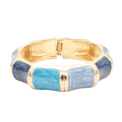 Gold Plated With Blue Color Enamel Hinged Bangles Bracelets Gold Plated With Blue Color Enamel Hinged Bangles Bracelets