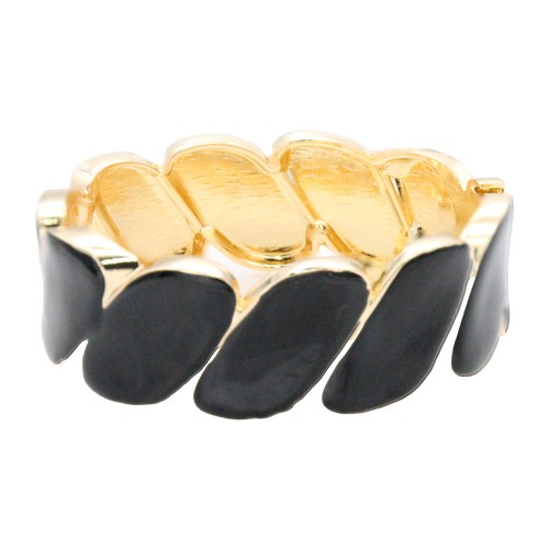 Gold Plated With Black Enamel Hinged Bangles Bracelets Gold Plated With Black Enamel Hinged Bangles Bracelets