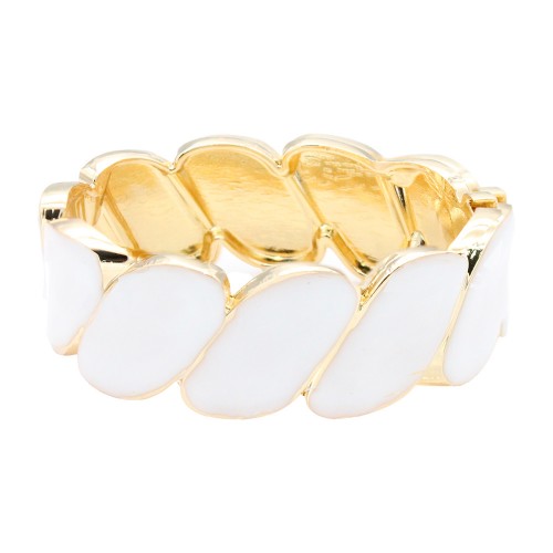 Gold Plated With White Color Enamel Hinged Bangles Bracelets Gold Plated With White Color Enamel Hinged Bangles Bracelets