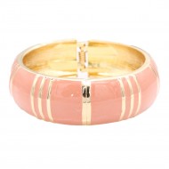 Gold Plated With Brown Color Enamel Hinged Bangles Bracelets