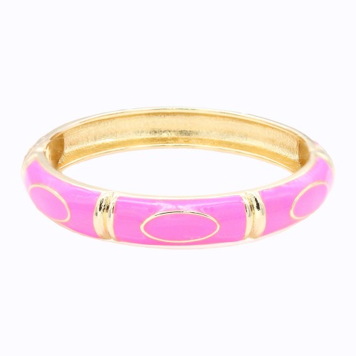 Gold Plated With Fushcia Color Enamel Hinged Bangles Bracelets Gold Plated With Fushcia Color Enamel Hinged Bangles Bracelets