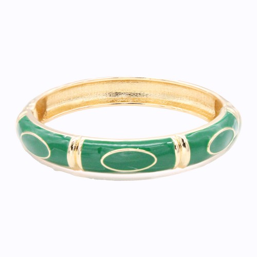 Gold Plated With Green Color Enamel Hinged Bangles Bracelets Gold Plated With Green Color Enamel Hinged Bangles Bracelets