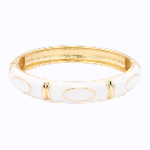 Gold Plated With White Color Enamel Hinged Bangles Bracelets Gold Plated With White Color Enamel Hinged Bangles Bracelets